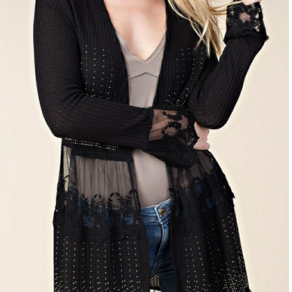 Cardigan with lace detail